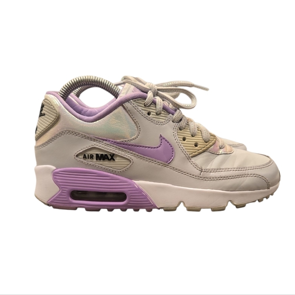NIKE AIR MAX 90 LTR SIZE 6 YOUTH=7.5 WOMEN'S. PURPLE /WHITE METALLIC. - Picture 2 of 16